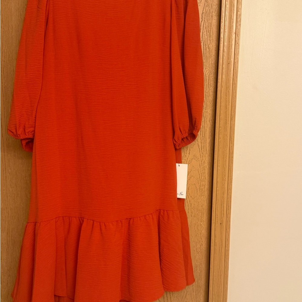 Orange Ruffle Hem Dress